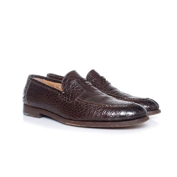Santoni brown alligator leather penny loafers - Picture 7 of 7